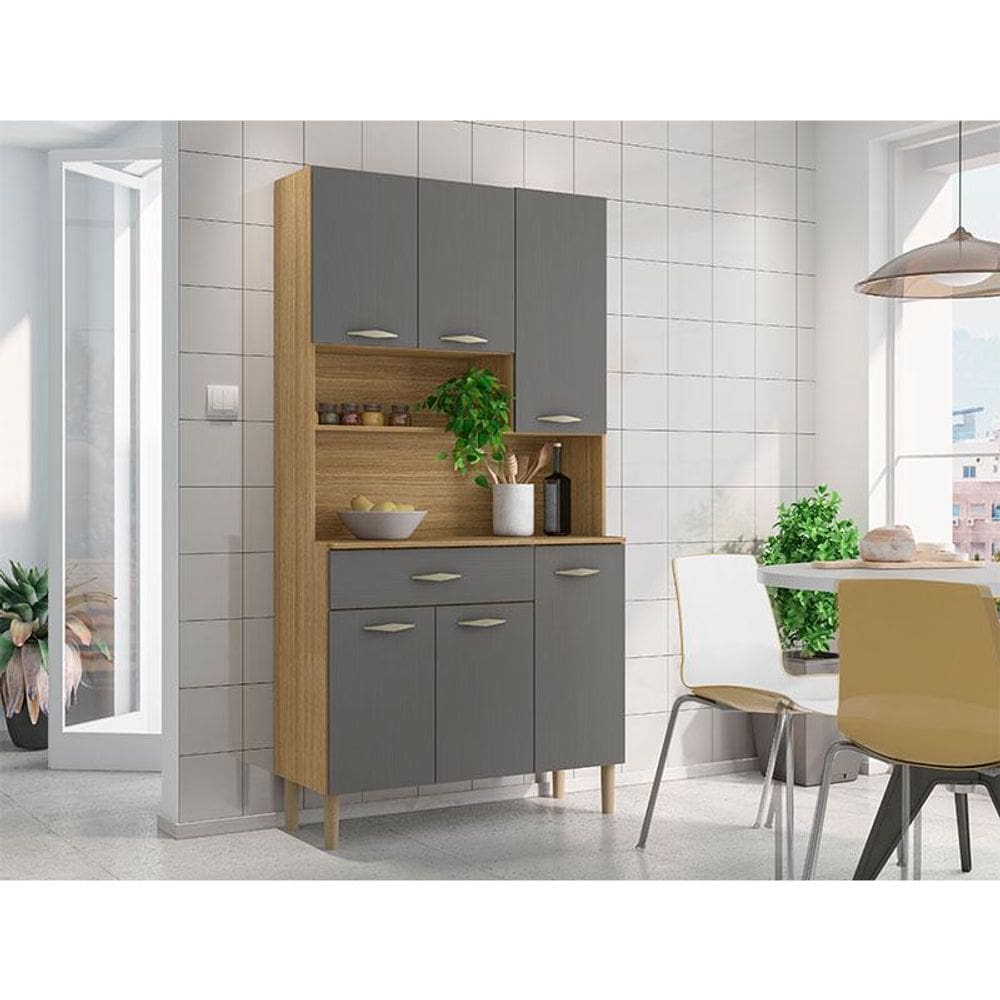 Kit Cozinha 6 Portas Ambiente Apolo Freijó Gris - Kits Paraná