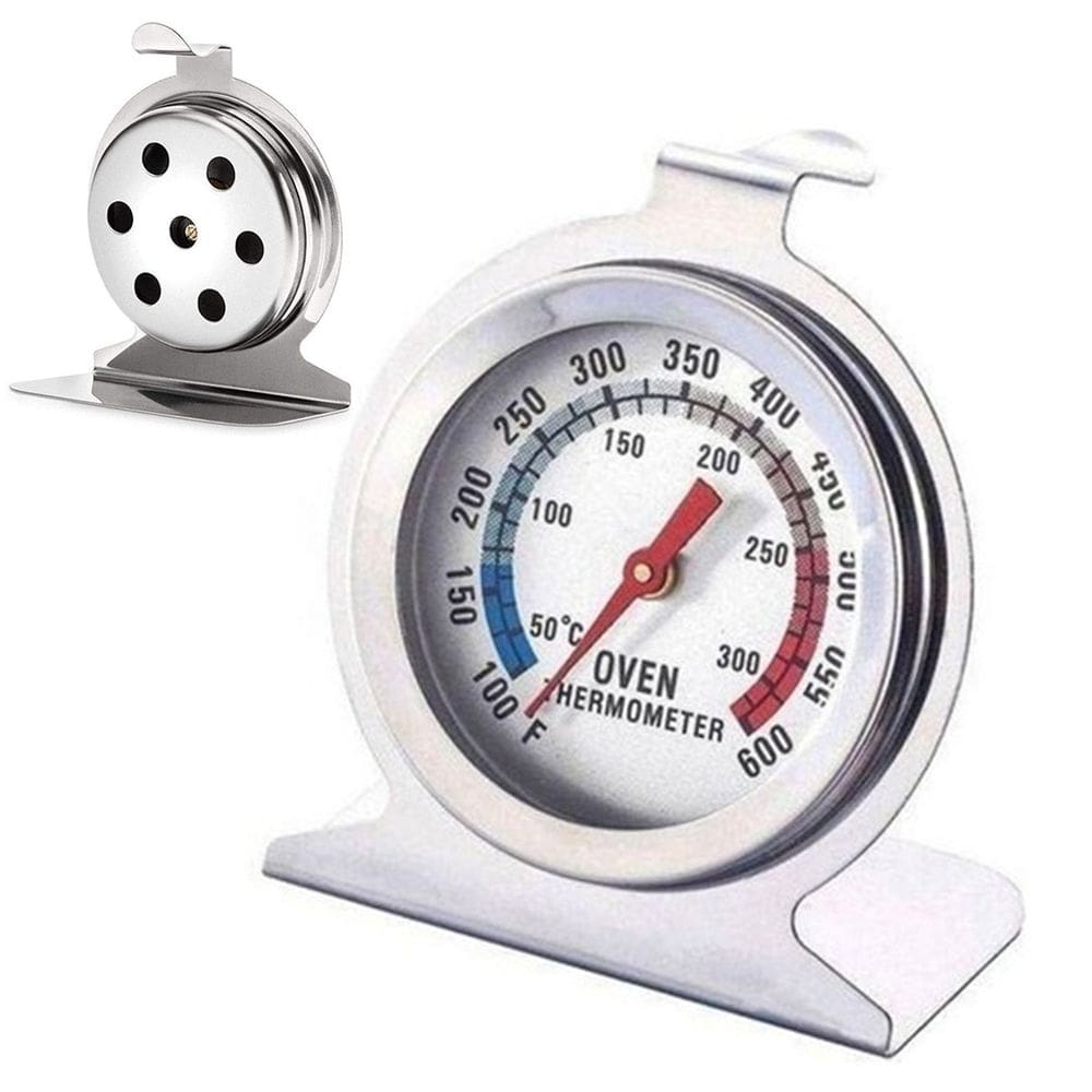 Termometro Analogico Forno 300 Graus Inox Cozinha Culinaria Preparo Refeiçao Churrasqueira Profissional Domestico Resistente Alta Temperatura