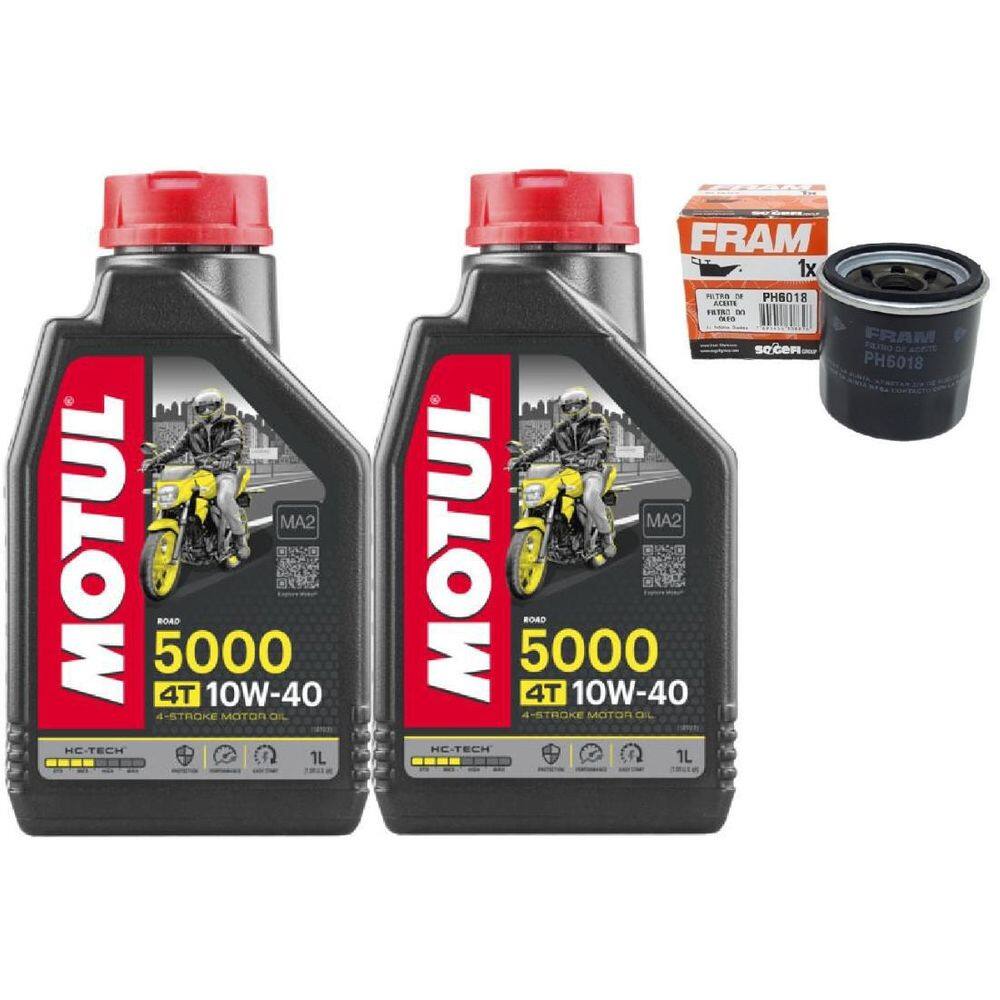 Troca Óleo Motul 5000 10W40 2 L + Filtro Fram 6018 Suzuki
