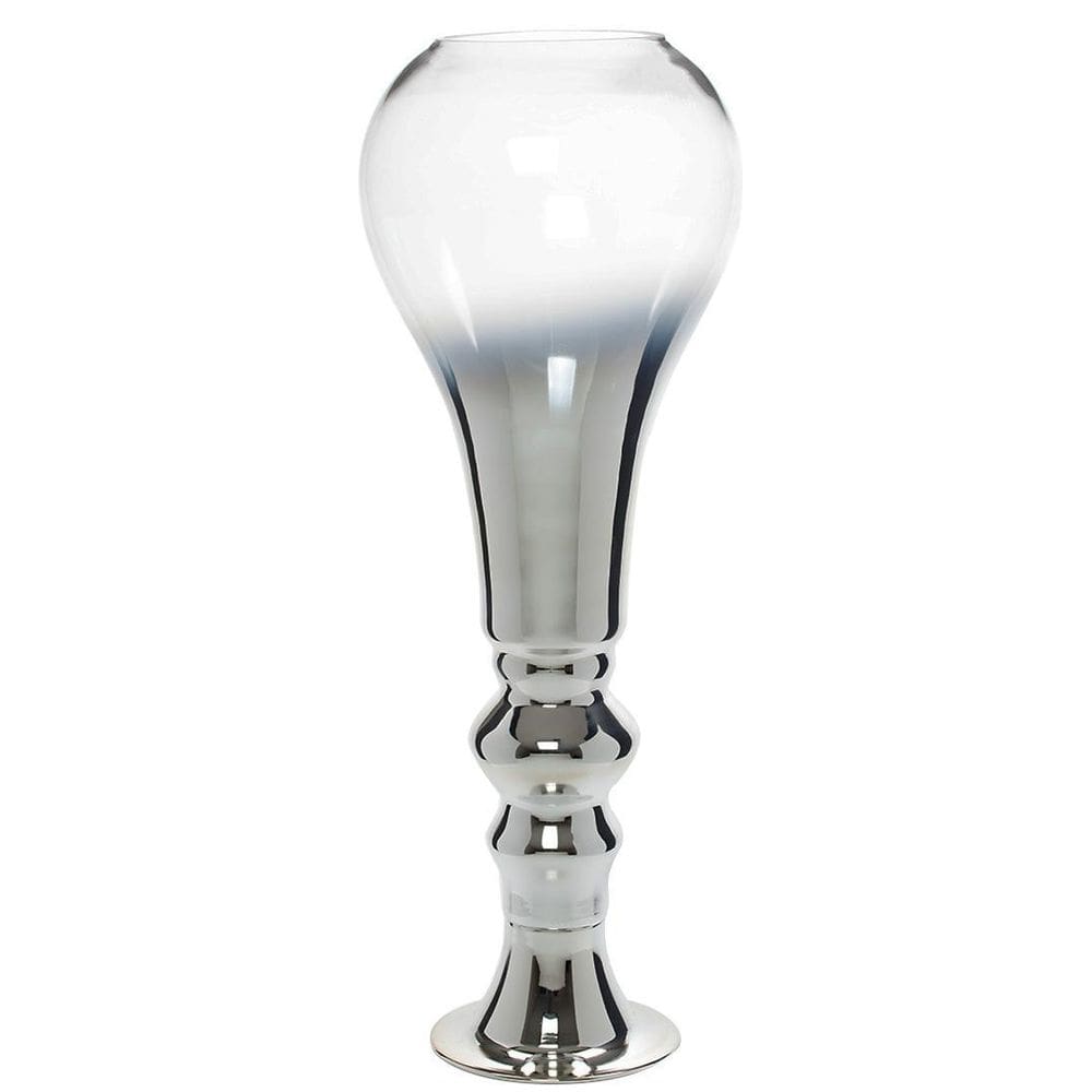 Castiçal De Vidro Prata 65Cm