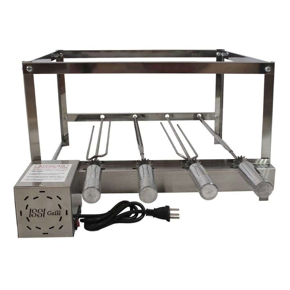 Churrasqueira Gira Grill Inox 4 Espetos Giratório Issi Grill