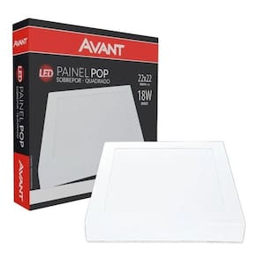 Painel Pop Led 18W Bivolt Para Sobrepor Quadrado 22X22Cm