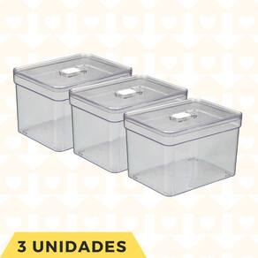 Caixa Organizaodora Transparente Acrilico Quadrado Jogo 3 UN