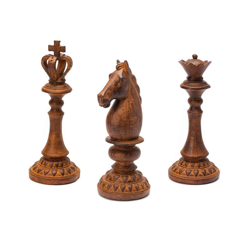Peças Xadrez Decorativas Resina Azul - Rei, Rainha, Cavalo