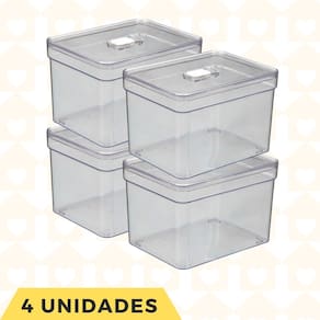 Caixa Organizaodora Transparente Acrilico Quadrado Jogo 4 UN