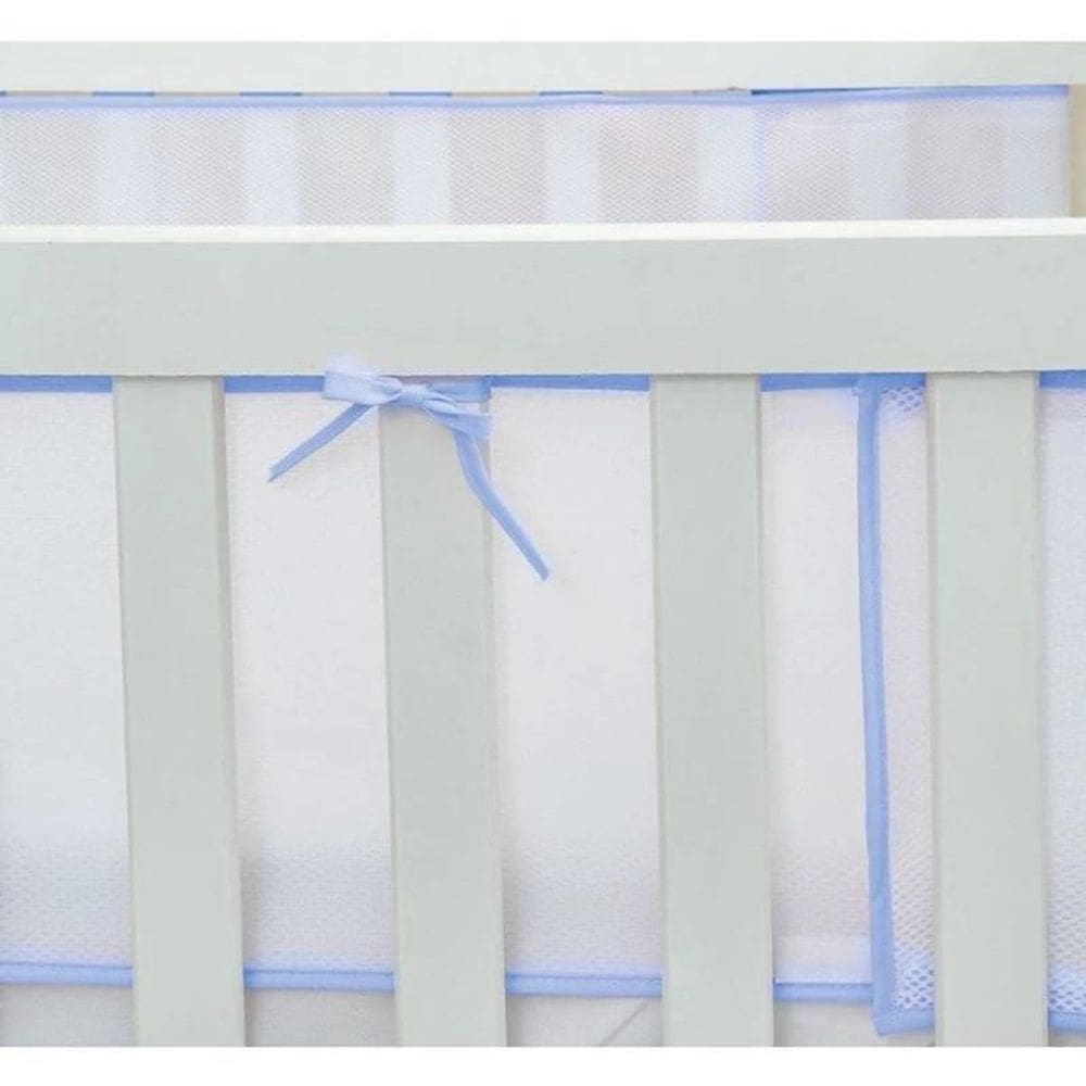 Protetor Lateral Tela Para Berço Americano Respirável Azul