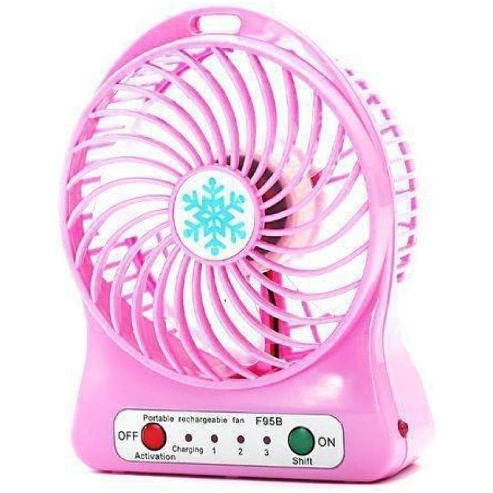 Mini Ventilador Mesa Portátil Recarregável Usb 3 Vel Rosa