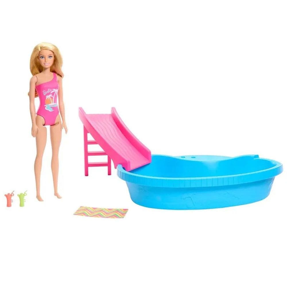 Barbie Mattel Piscina com Boneca Maiô Rosa 1123