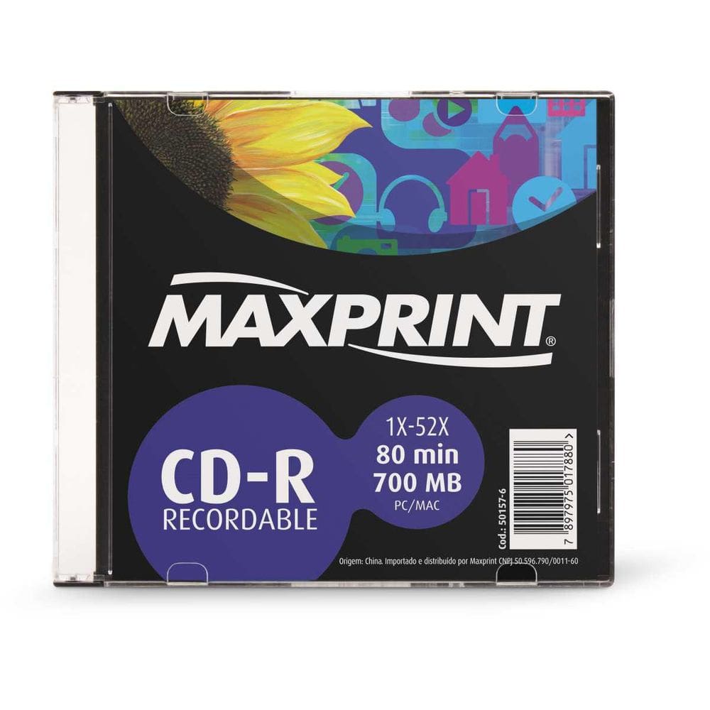 Cd Gravável Cd-R 700 Mb/80 Min-52X Slim