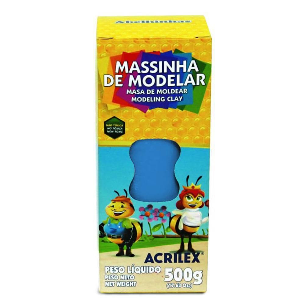 Massa Modelar Cera 500G Acrilex Azul Cobalto 502
