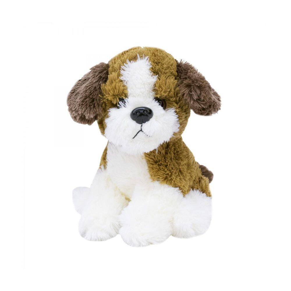 Cachorro Filhote Sentado Marrom Com Branco 20Cm