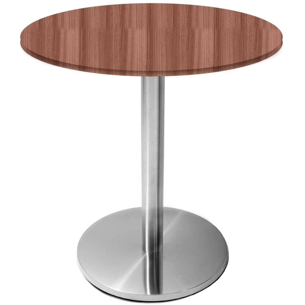 Mesa Beta Inox 75 cm (Altura) Disco Redondo Tampo MDP Redondo 60 cm (Larg) x 2,50 cm (Alt) Walnut