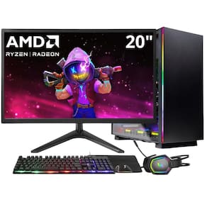 PC Gamer 3green Winner, AMD Ryzen 5 4600G, 8GB DDR4, SSD 256GB, Gráficos Radeon VEGA, Fonte 500W, Monitor 20" LED, Kit Gamer completo - GSW-24005