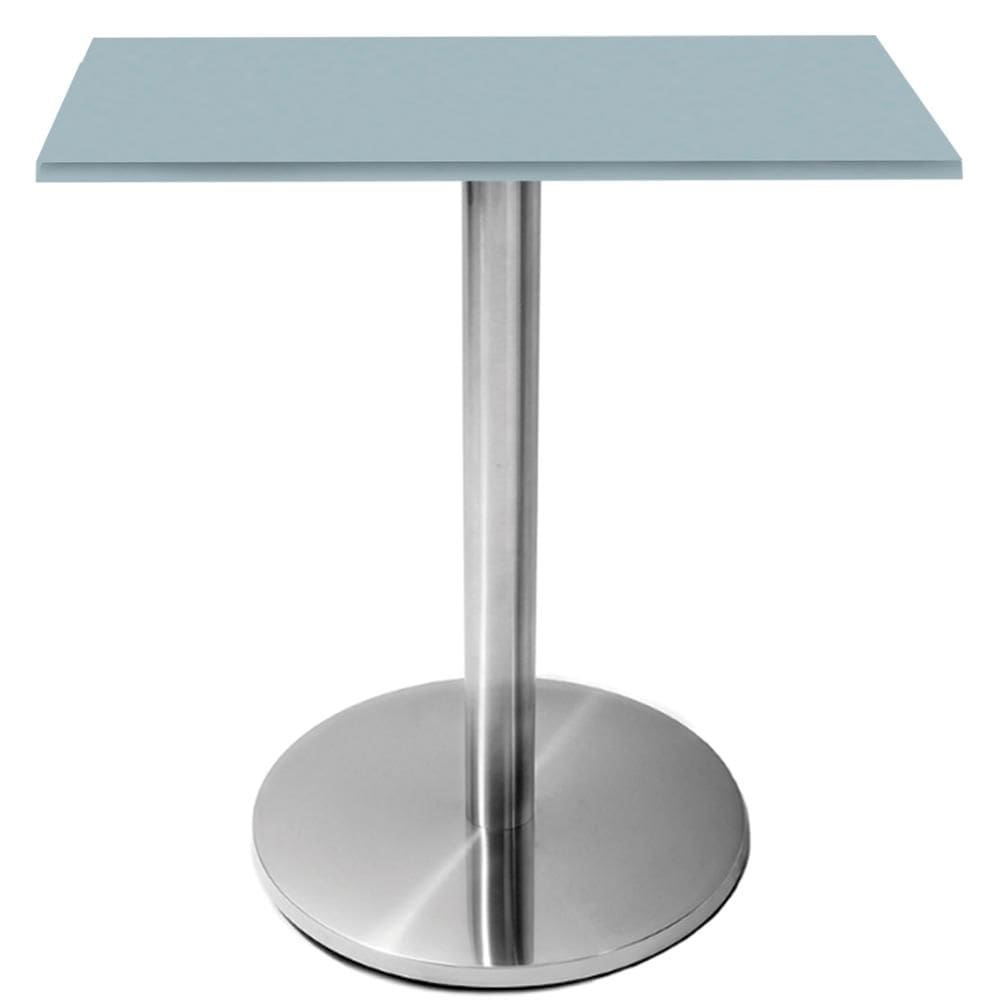 Mesa Beta Inox 75 cm (Altura) Disco Redondo Tampo MDP Quadrado 60 cm (Larg) x 2,50 cm (Alt) Cinza