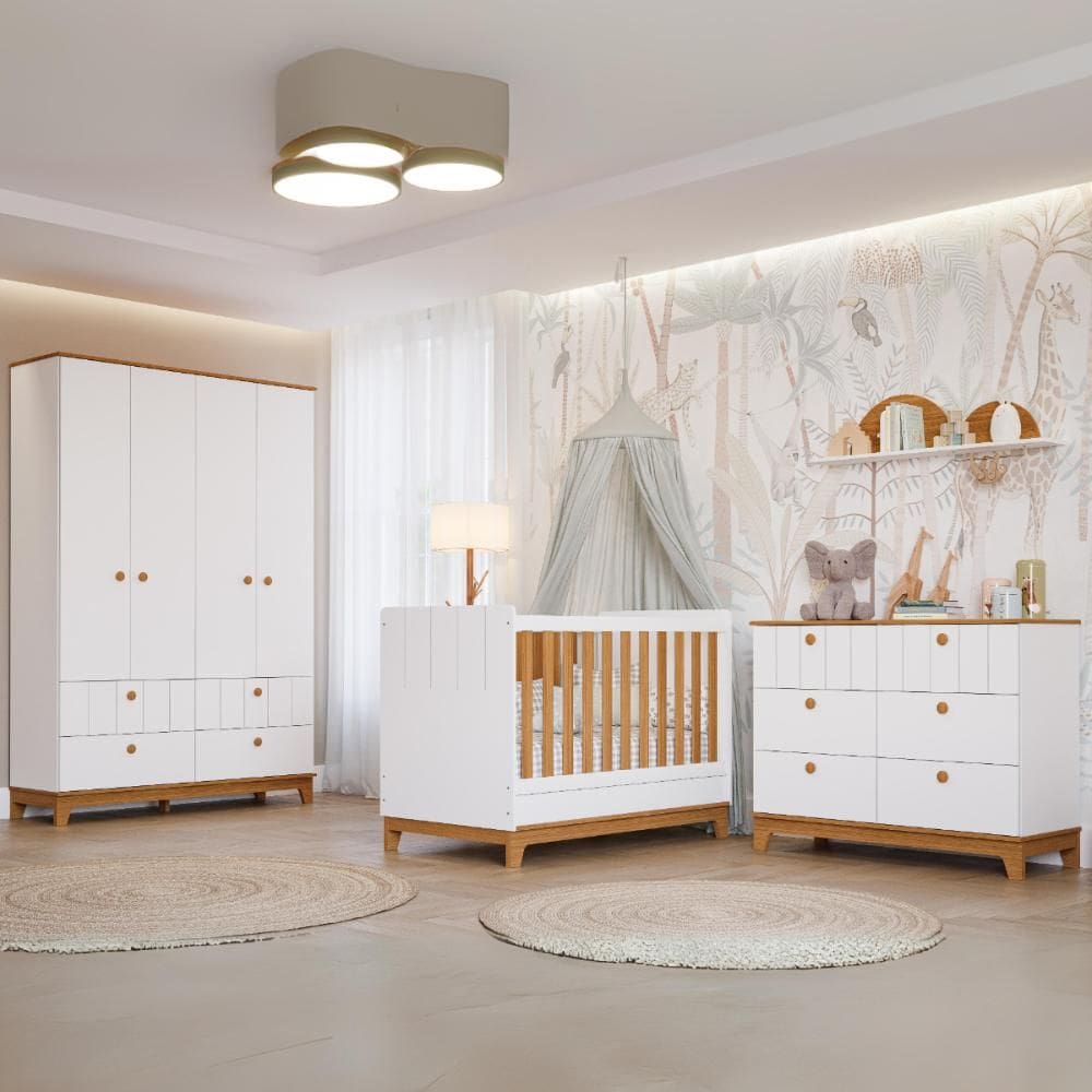 Quarto Bebê Completo Berço Americano Cômoda Guarda Roupas