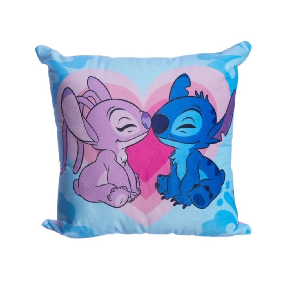 Almofada Fibra Veludo 40x40 Stitch E Angel Namorados Disney