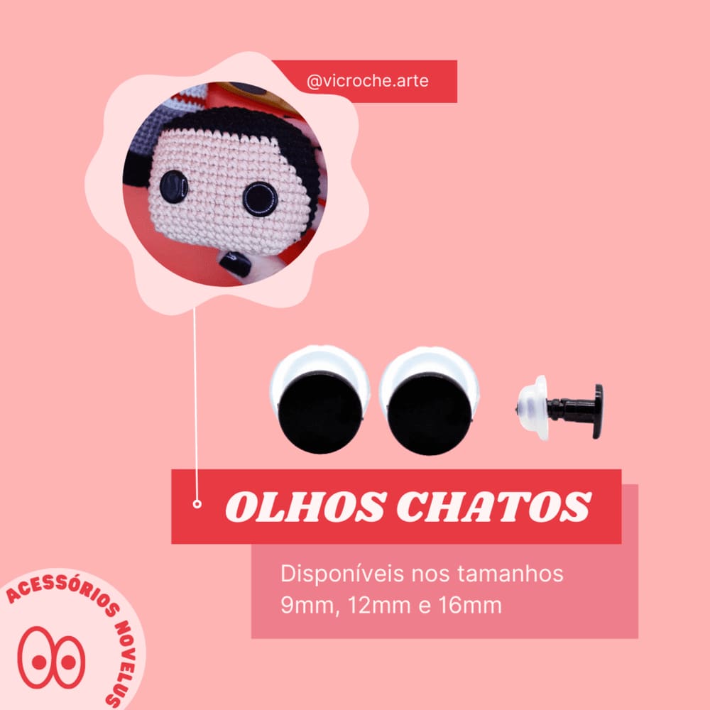 5 Pares de Olhos Pretos Chatos Chapados Com Trava de Segurança Novelus