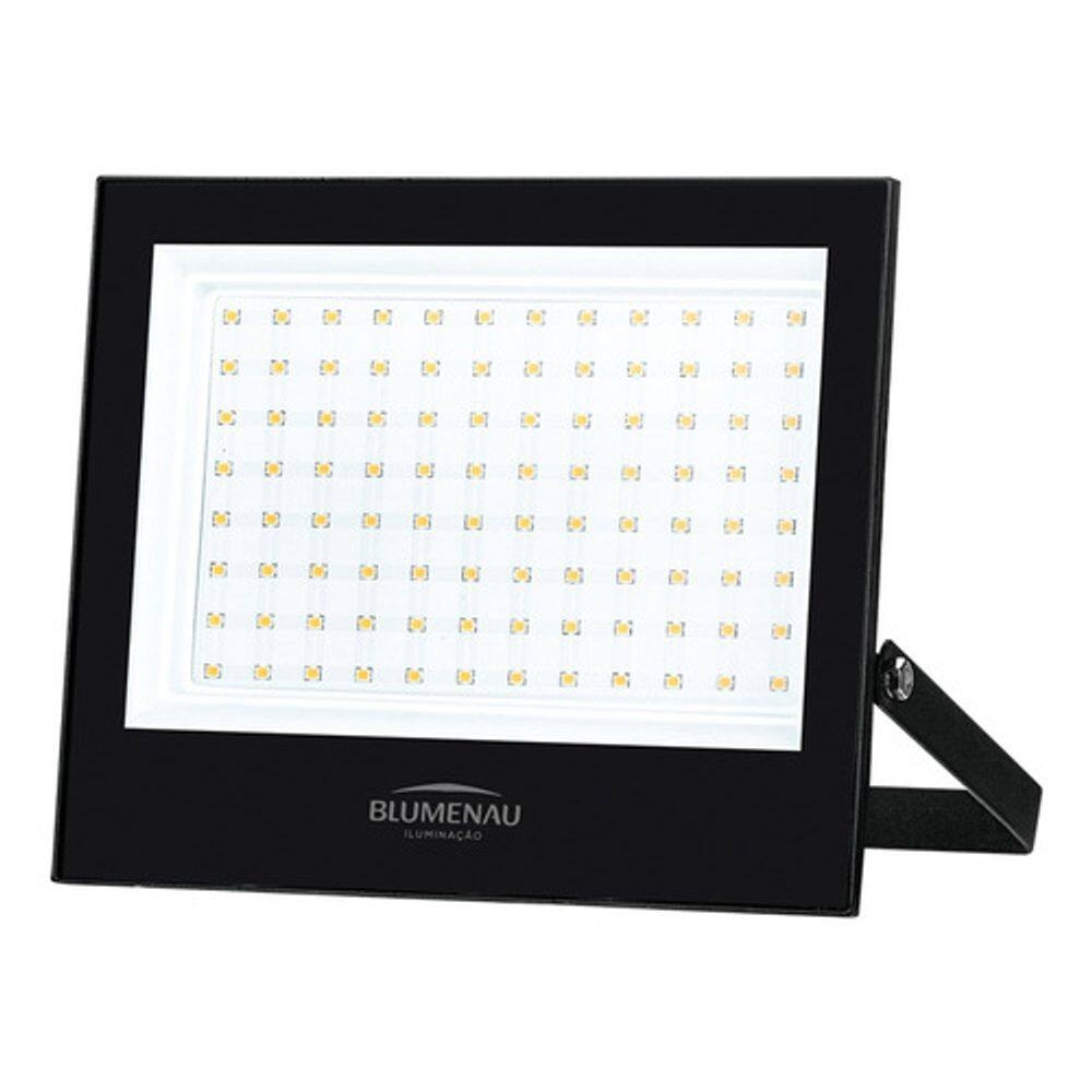 Refletor Led 100w Bivolt Luz Amarela Ip66 Preto - Blumenau
