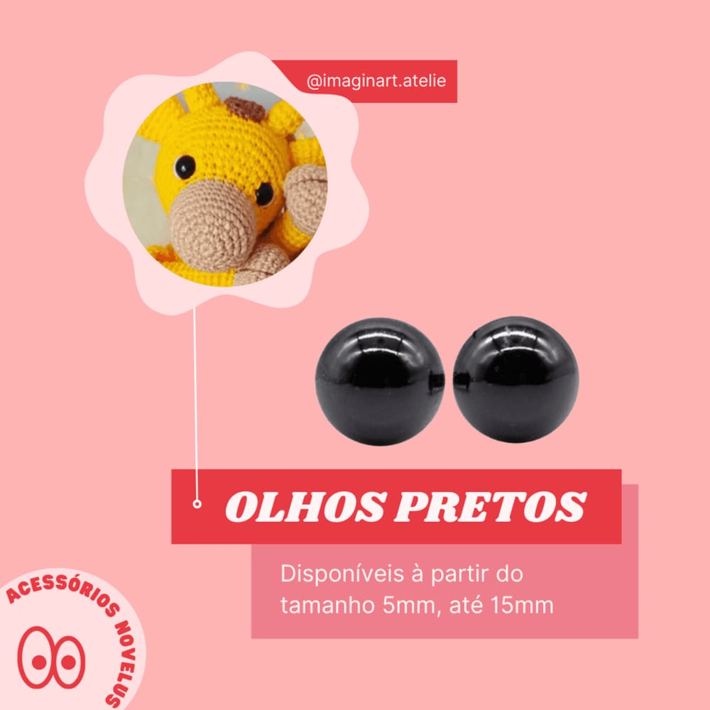 5 Pares de Olhos Pretos Com Trava de Segurança Novelus