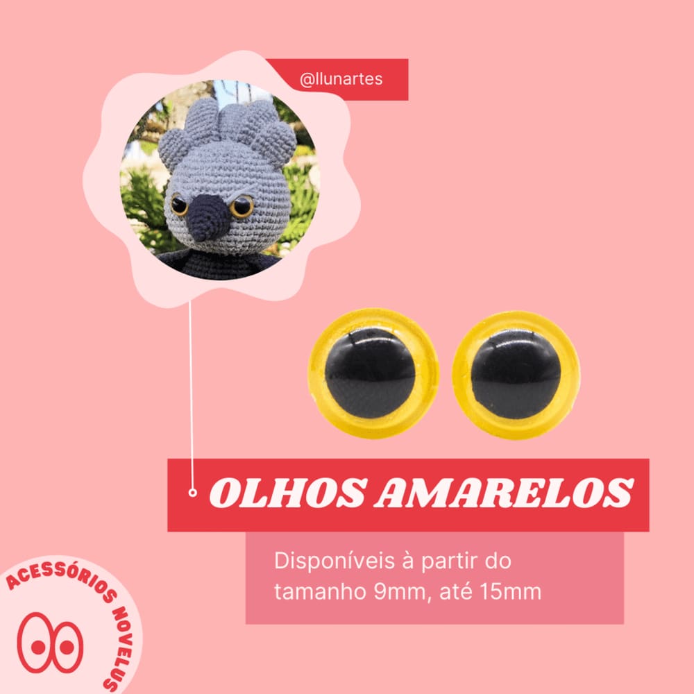 5 Pares de Olhos Amarelos Com Trava de Segurança Novelus