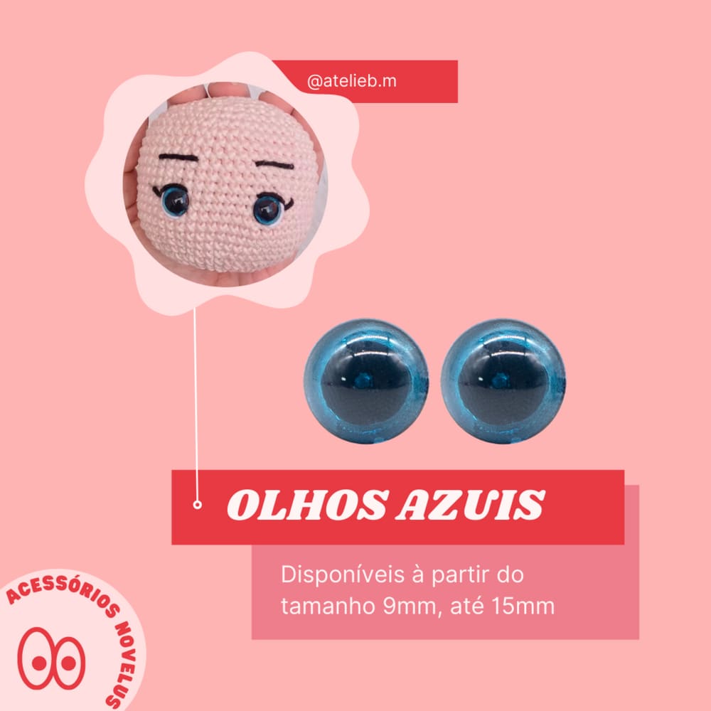 5 Pares de Olhos Azuis Com Trava de Segurança Novelus