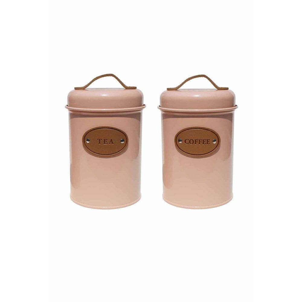 Kit 2 Pote Lata Porta Mantimentos Hermético em Metal Rosa