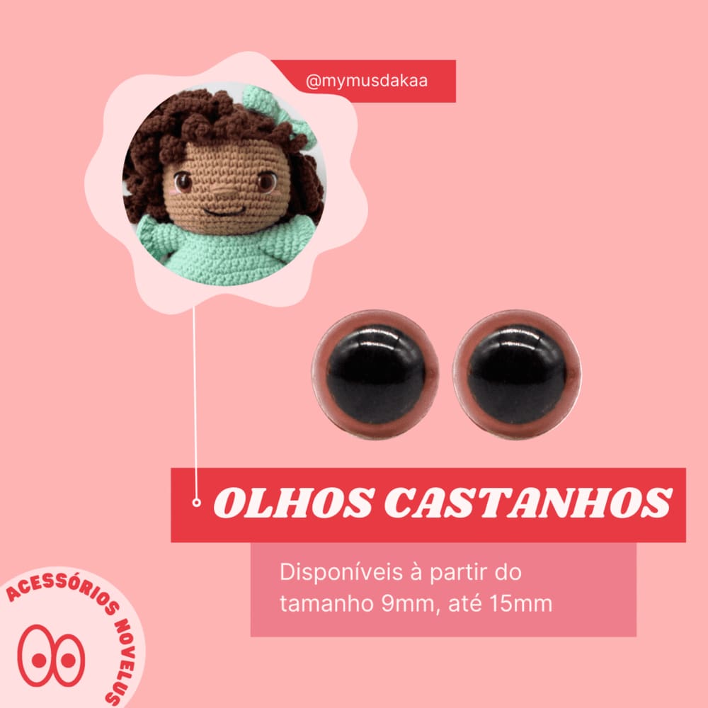 5 Pares de Olhos Castanhos Com Trava de Segurança Novelus