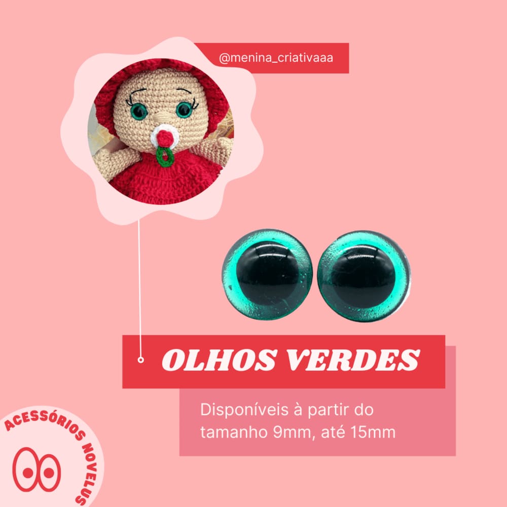 5 Pares de Olhos Verde Com Trava de Segurança Novelus