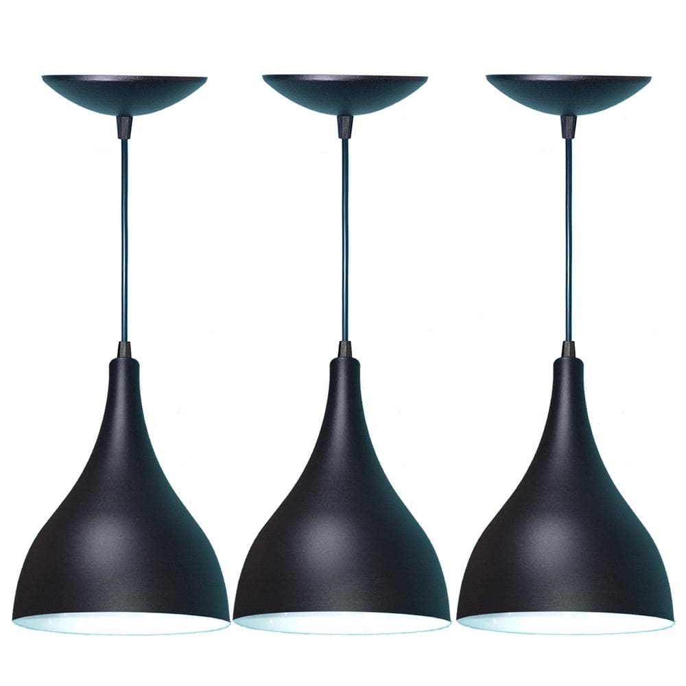 Luminária Pendente Gota Alumínio 15cm Preta Fosca
