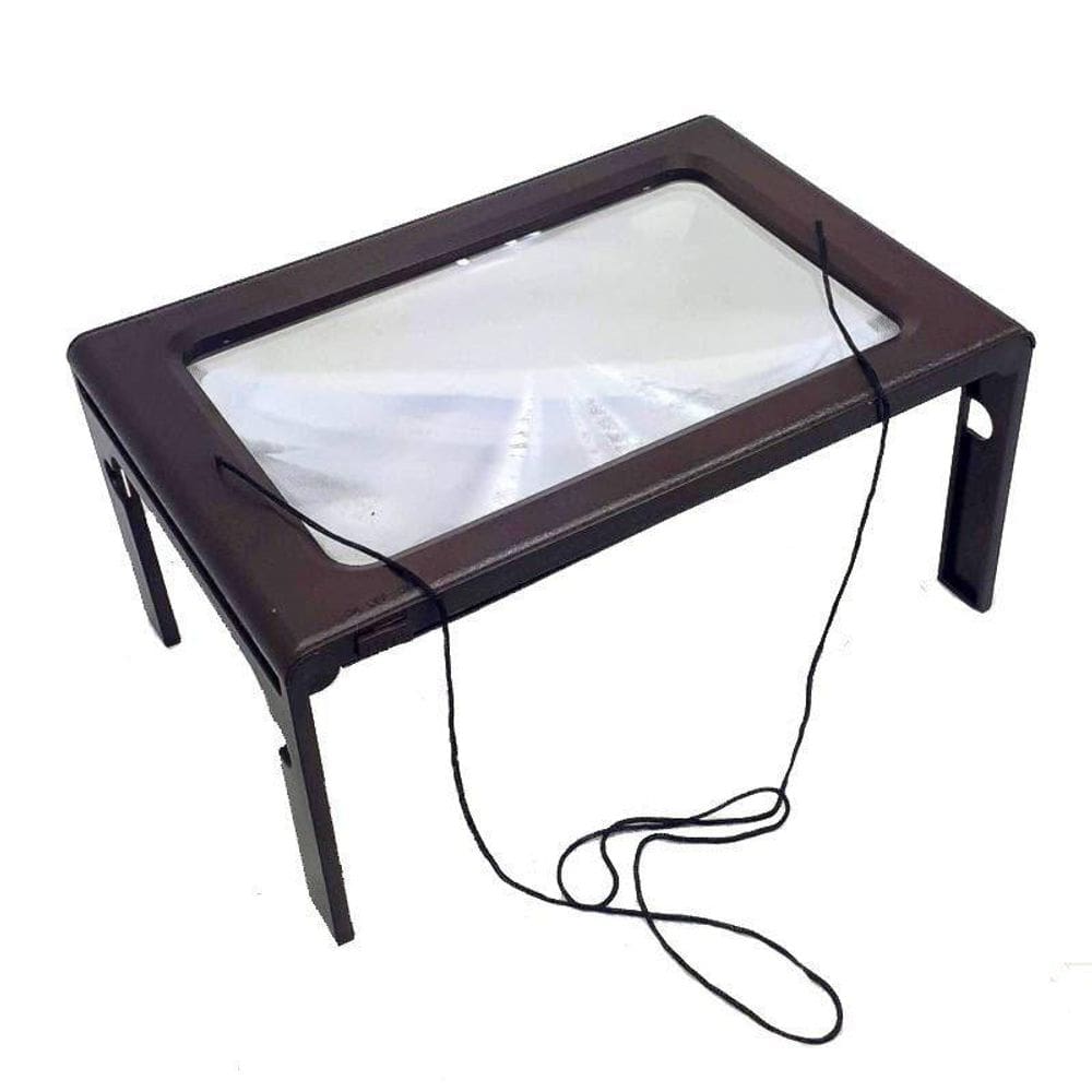 Lupa De Mesa Com 6 Leds Mão Livre Amplia 2.5 X 23,5X15,5Cm