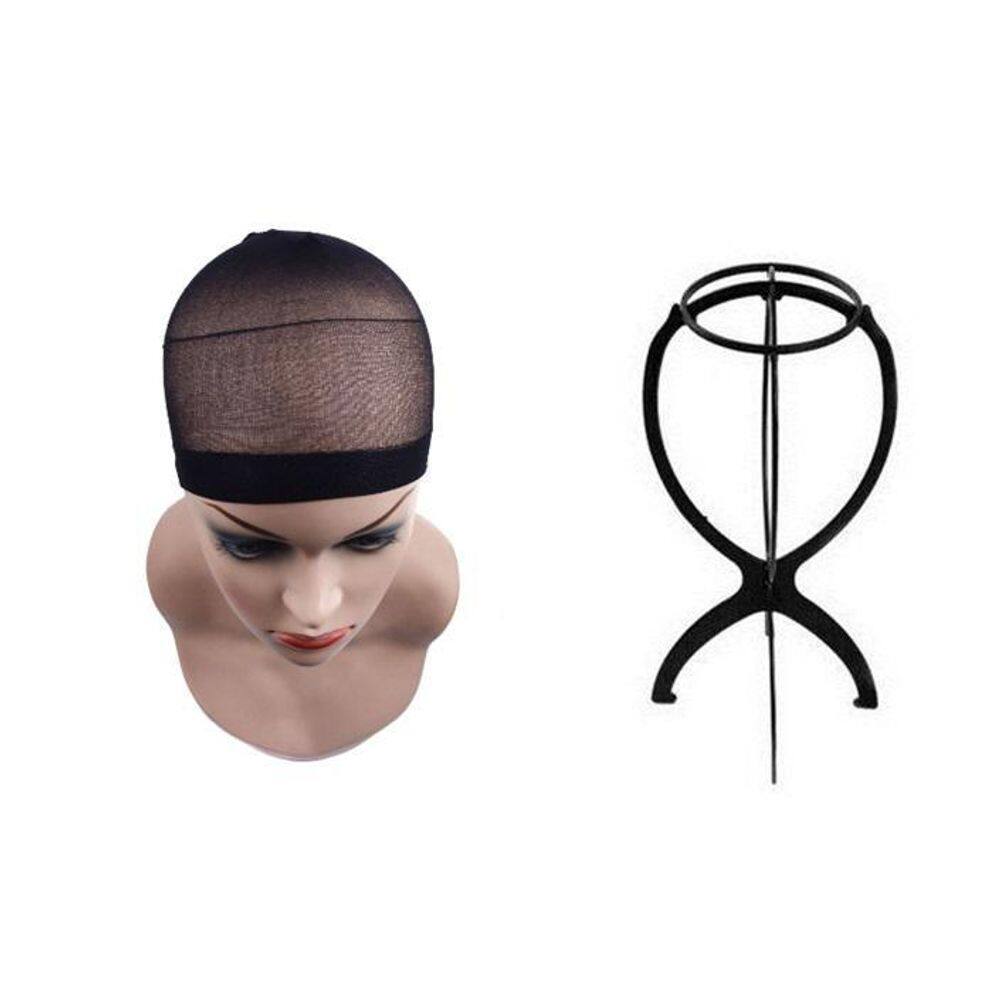Kit Touca Wig Cap Preta + Suporte Para Peruca Front Lace
