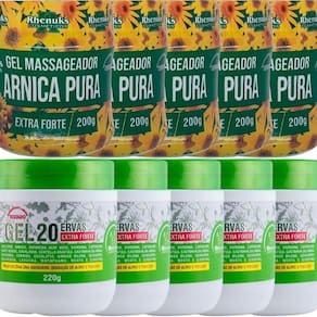 Revenda 5 Gel Arnica Pura 200G + 5 Gel 20 Ervas Extra Forte