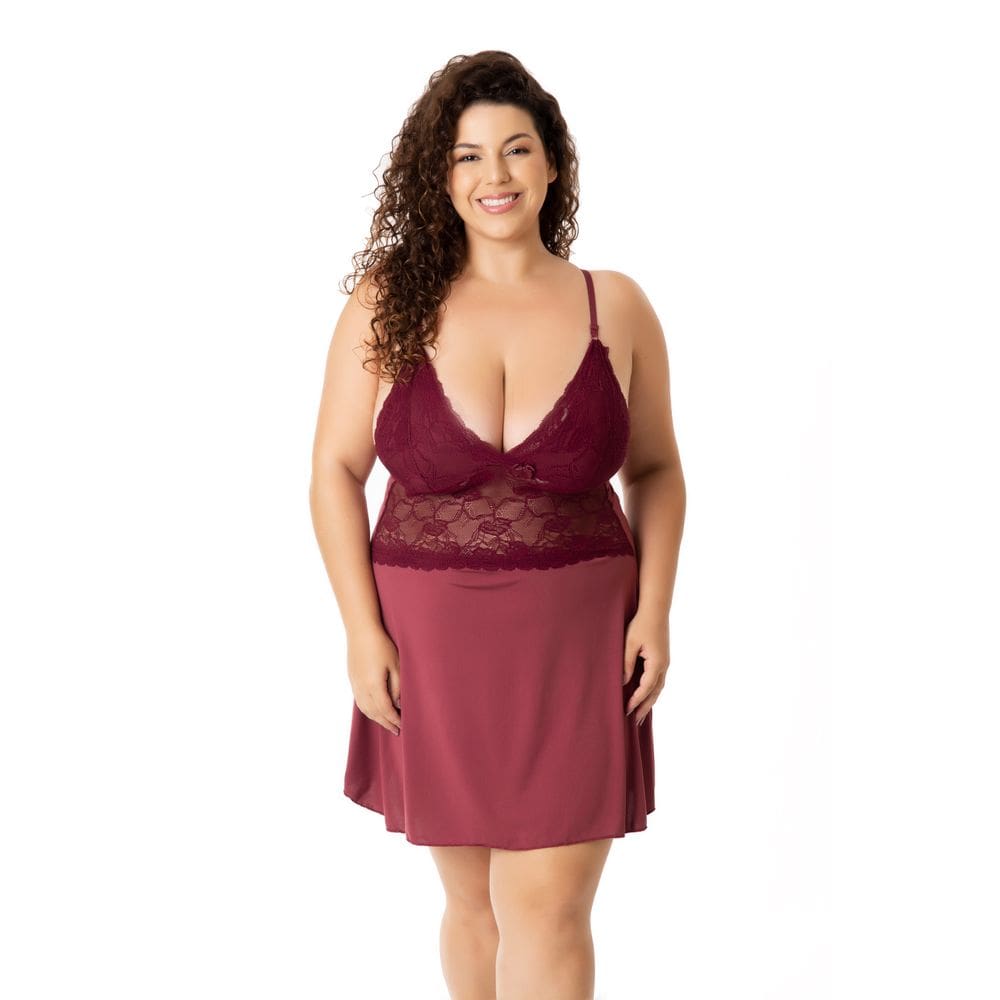 KIT 2 Camisolas Plus Size Sensual Sem Bojo Detalhe em Renda Lingerie Feminina Pijama Sexy Linha Noite