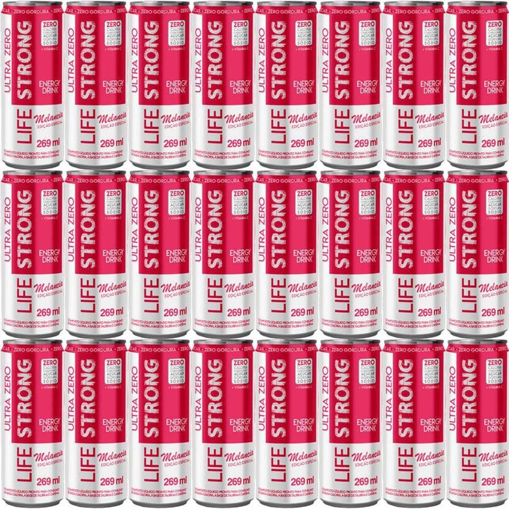 Energético Life Strong Energy Drink 24 Unidades Melancia