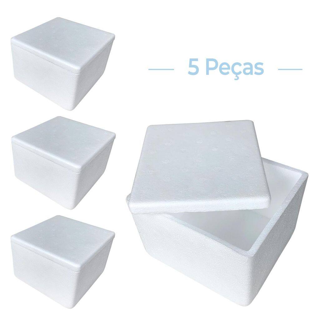 Kit C/5 Caixa Térmica Isopor Eps Pequena Sorvete 16X12Cm