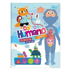 Livro Cartilha Corpo Humano Ciências + De 100 Adesivos Aprender, Brincar e Colorir 32 Páginas Tilibra