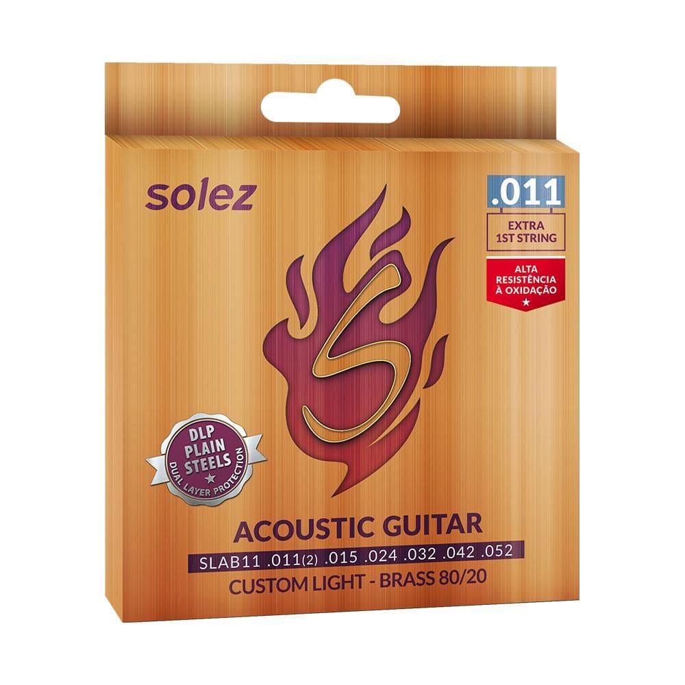 Encordoamento Para Violão Aço Solez 011 80-20 Bronze SLAB11