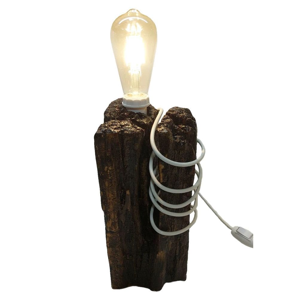Luminária Rústica de Mesa Madeira de Demolição