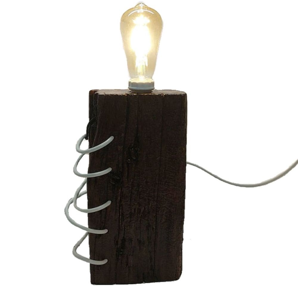 Luminária Rústica de Mesa Madeira de Demolição