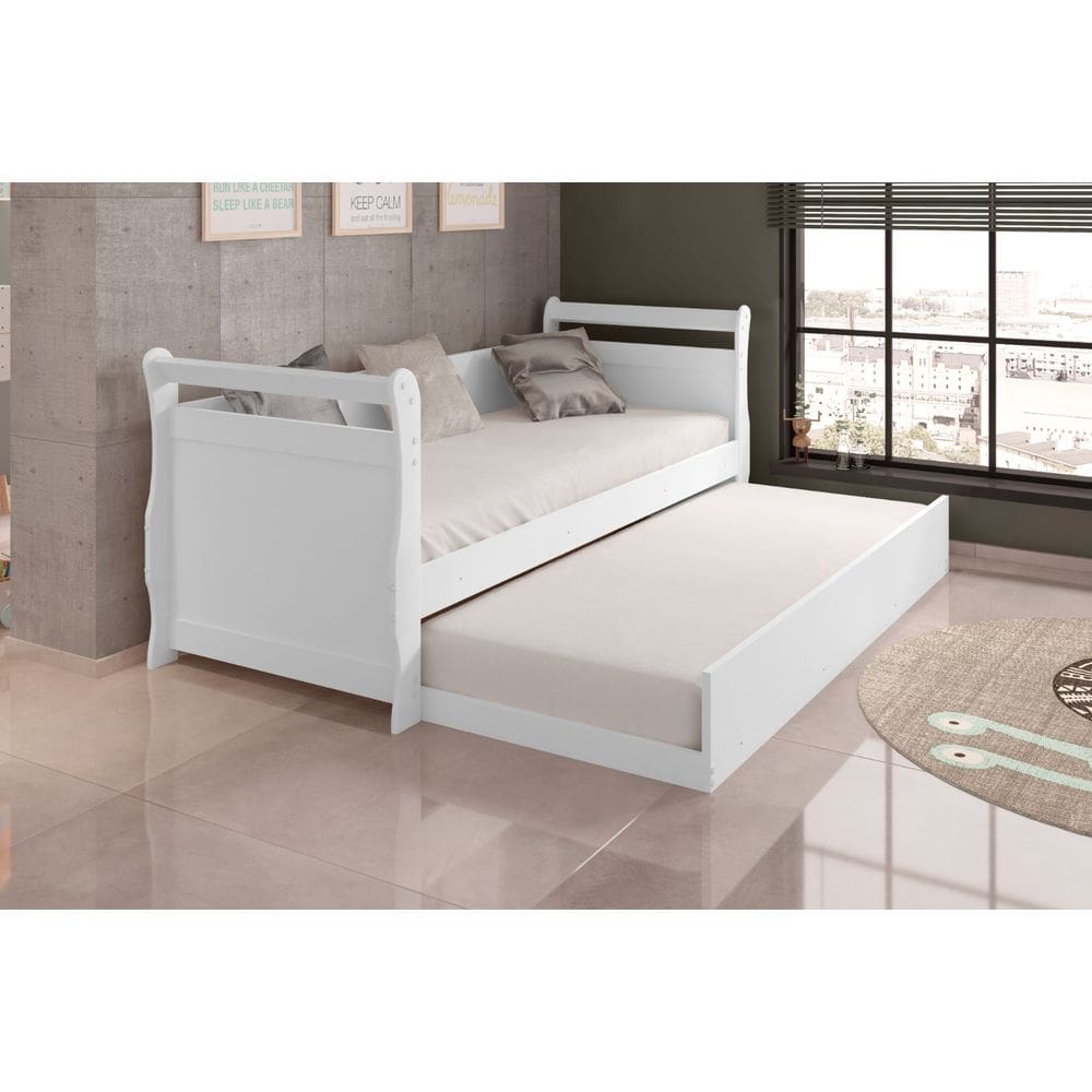 Bicama Babá Infantil Solteiro Framar Branco 100 % Mdf