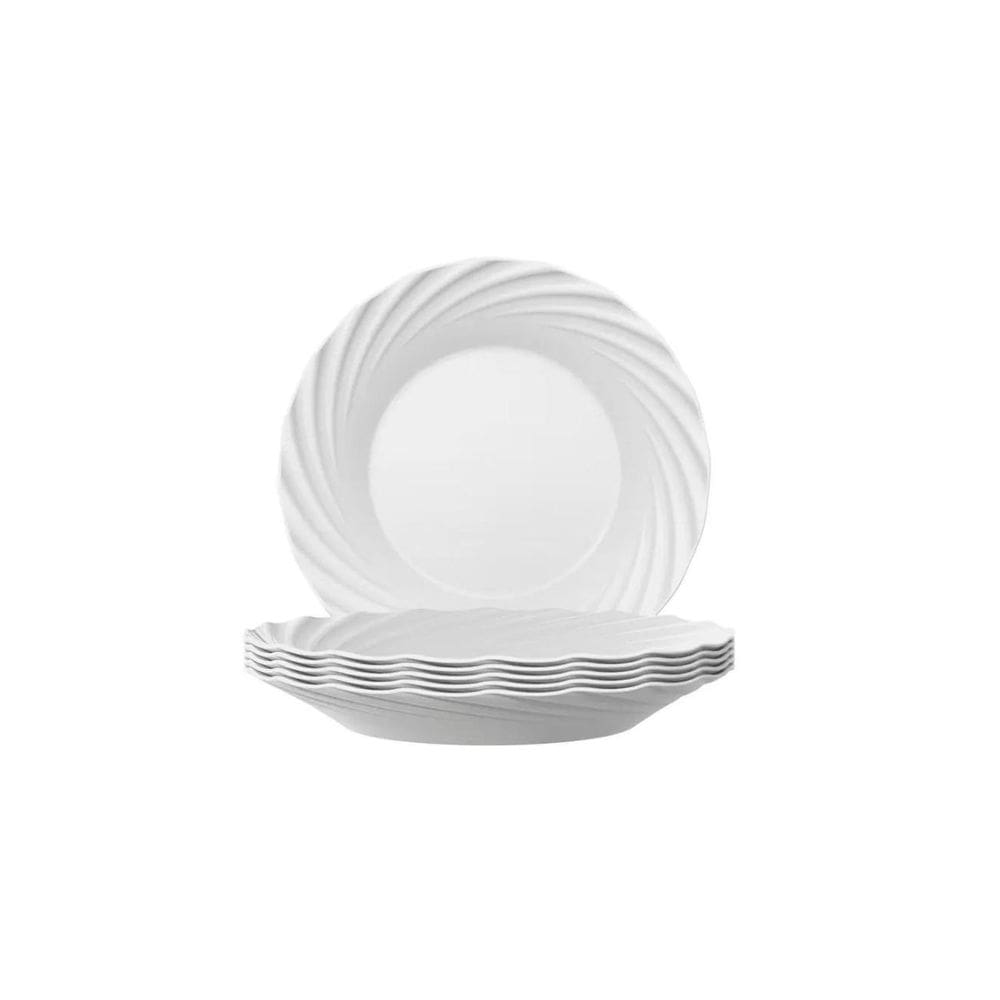 Jogo Prato De Sobremesa Jasmim Opaline Branco kit 6 Peças