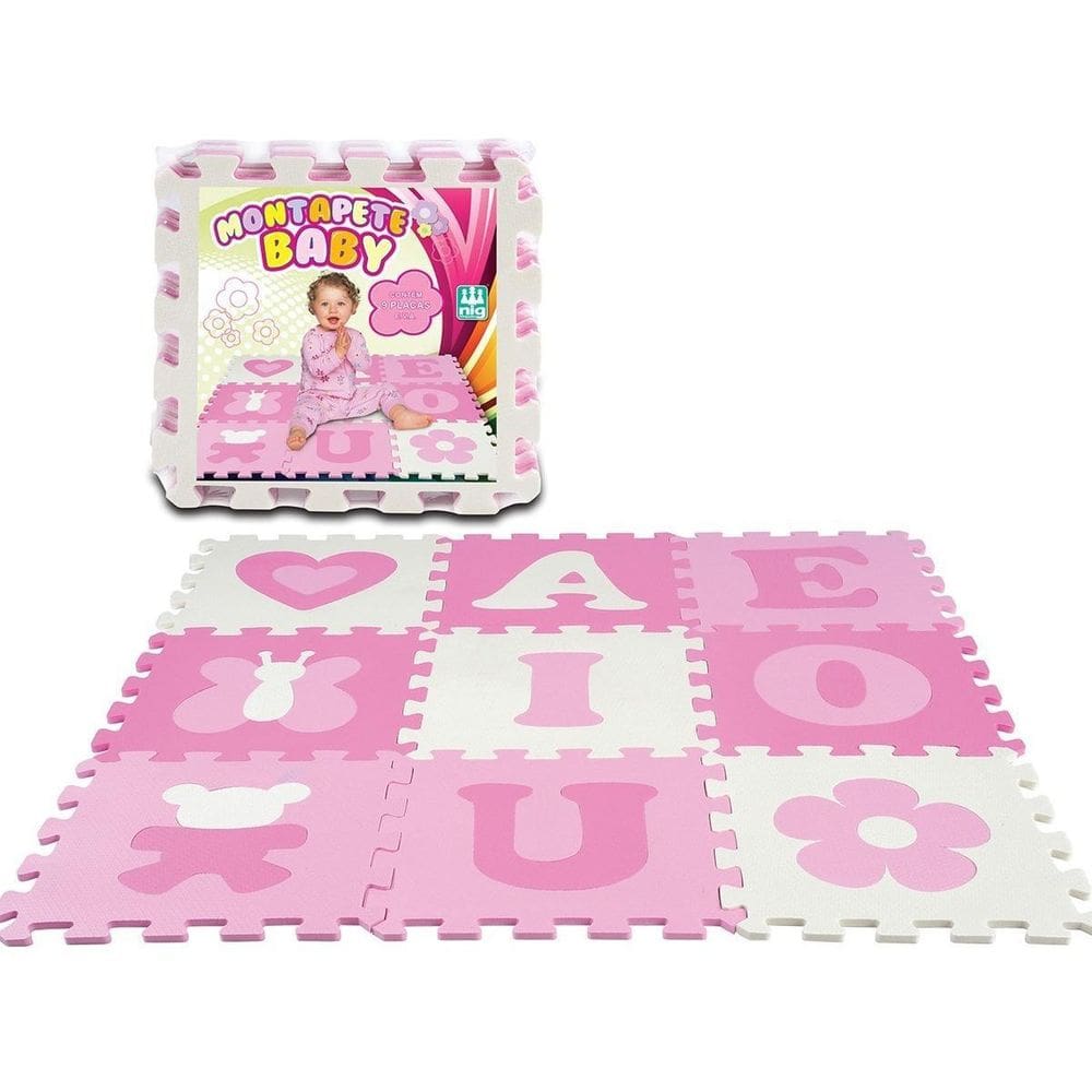Tapete Eva Vogais Meninas - Nig Brinquedos 9 Peças Lavável