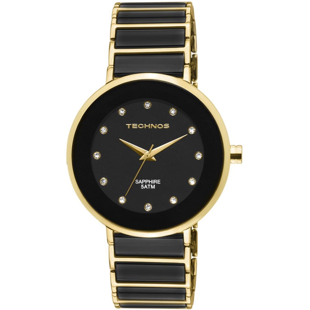 Relógio Technos Feminino Elegance Cerâmica/Safira Preto