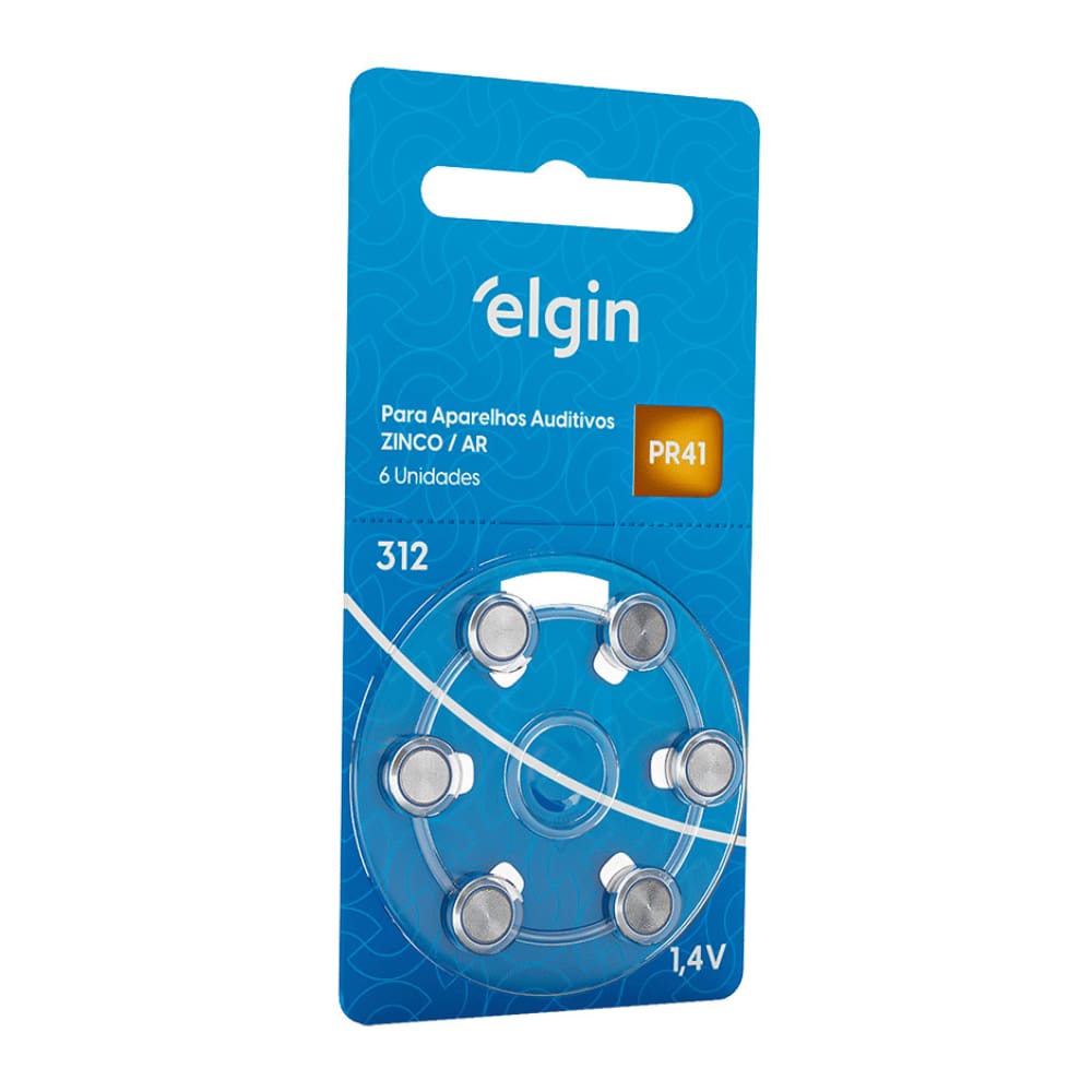 Pilha Auditiva ELGIN Tamanho 312 PR41 1,4V com 6 Unidades