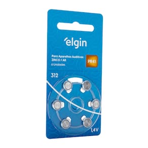 Pilha Auditiva ELGIN Tamanho 312 PR41 1,4V com 6 Unidades