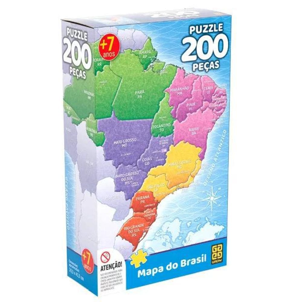 Quebra Cabeca Grow 200 Peças Mapa Do Brasil - 0393