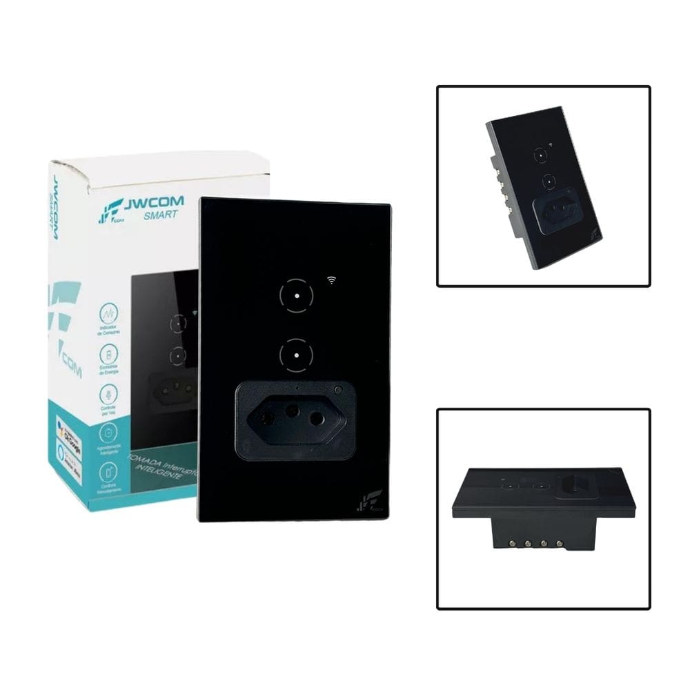Interruptor Inteligente WiFi 2 Botões Touch Com Tomada 16A