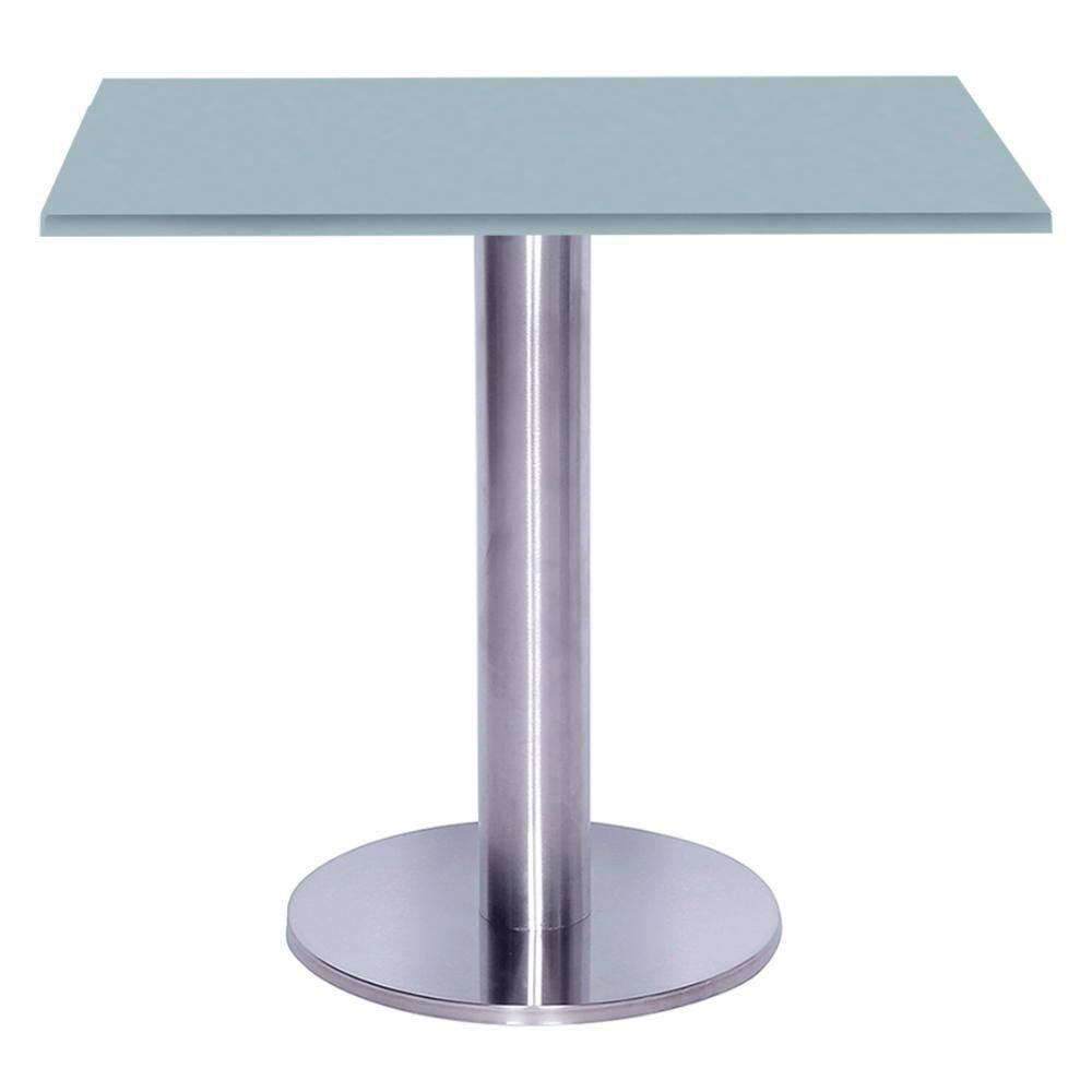 Mesa Beta Big Inox 75 cm (Alt) Disco Redondo Tampo MDP Quadrado 70 cm (Larg) x 2,50 cm (Alt) Cinza