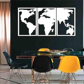 Quadro Decorativo Vazado Mapa Mundi MDF 3mm Marrom