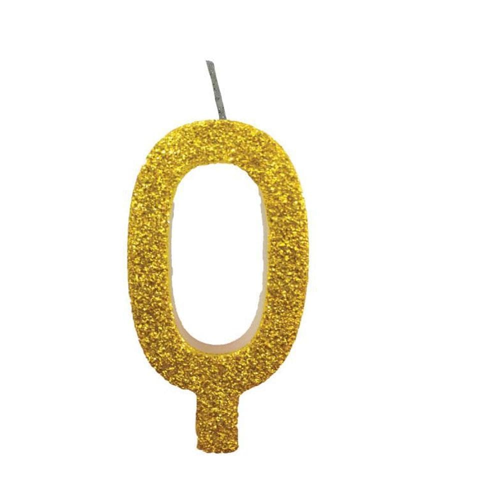 Vela De Aniversário 0 Dourada Glitter